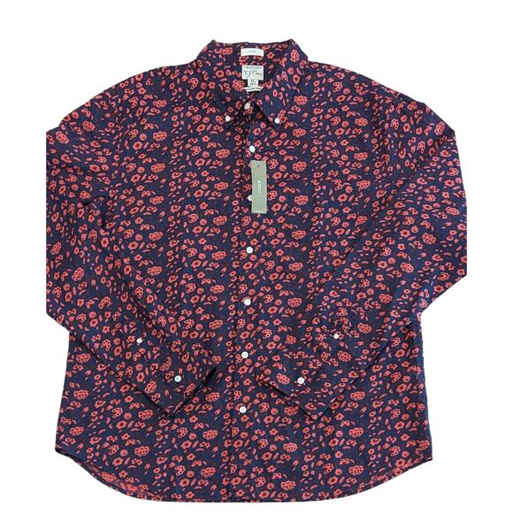 JCrew Mens Secret Wash Button Shirt Sz XL 70s Floral Slim Work Event Party NWT - Picture 1 of 16